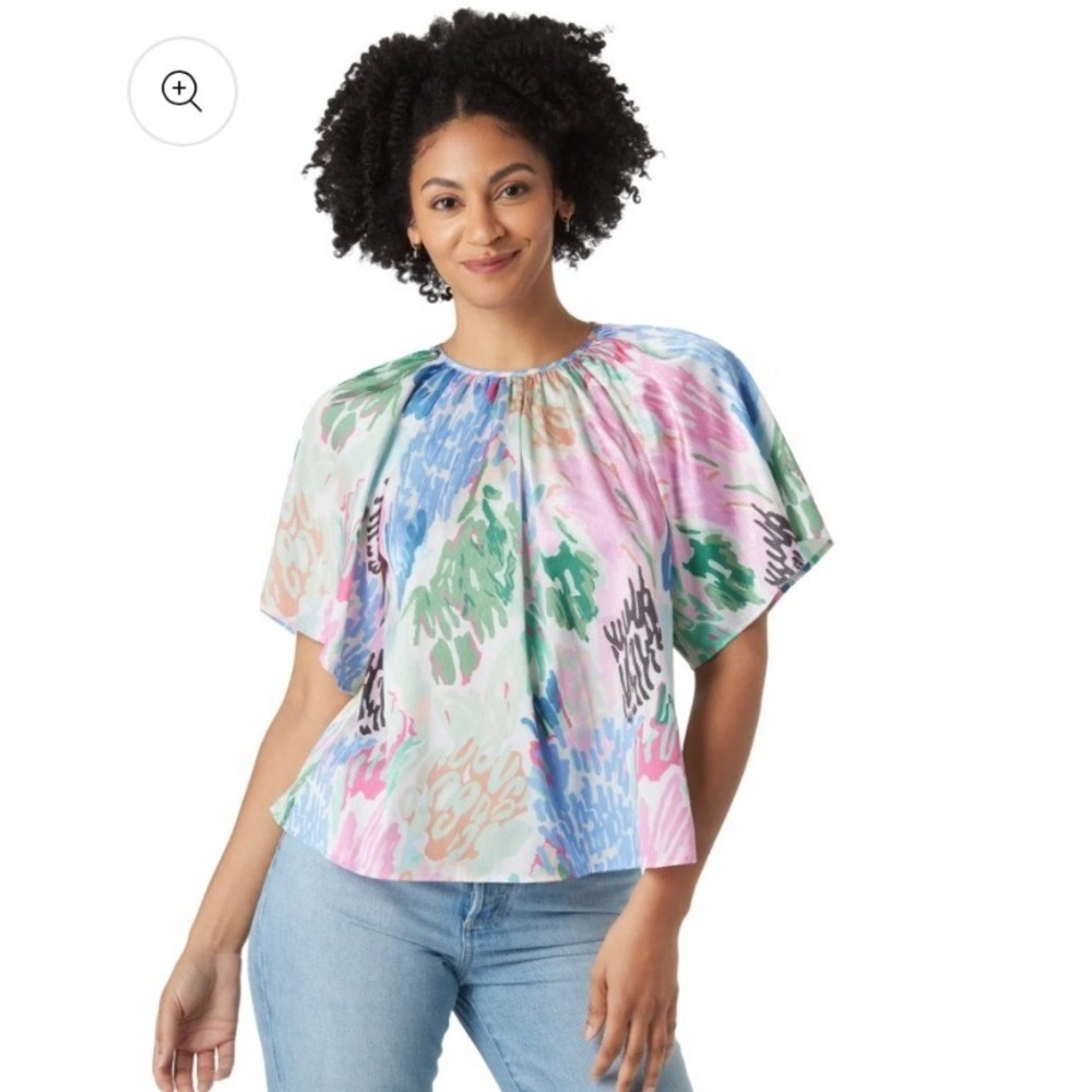 Crosby by Mollie Burch Painted Garden Womens Medium Multi Color Abstract Top